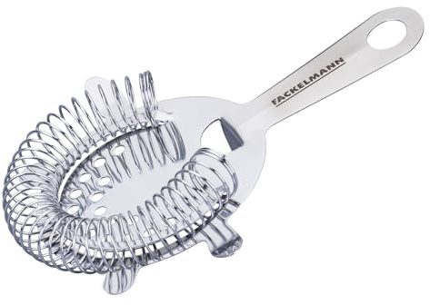 Fackelmann Bar-Sieb – Aus Edelstahl, 15 x 11,5 cm, zum Filtern von Getränken und Cocktails, passt über gängige Cocktail Shaker und Gläser, Spülmaschinengeeignet, Rostfrei, Silber