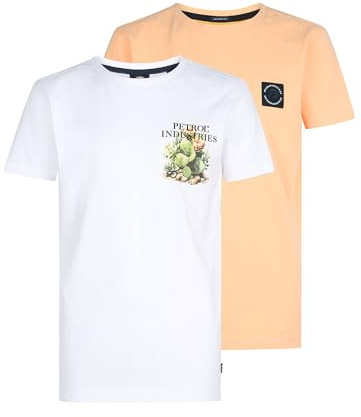 Petrol Industries Jungen T-Shirt - Klassischer Print Kurzarm - 2er-Pack Baumwoll Shirt - Rundhalsausschnitt - Bequem Atmungsaktiv - Freizeit Alltag