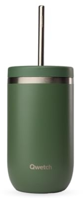 QWETCH - Cold Cup Thermoskanne, 470 ml, Khaki – 24 Stunden gekühlt & 12 Stunden kalt – recycelter Edelstahl, spritzwassergeschützt – ideal für frische Getränke, Bubble Tea und Eiskaffee