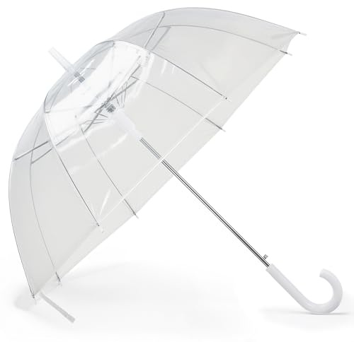 TIGREZ Windproof Clear Dome Wedding Umbrella - Birdcage Bridal Brolly | Windproof Clear Dome Bubble Umbrella, Transparent Birdcage Design, Practical Wedding Accessory For Bride Or Groom