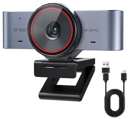 EMEET C960 Ultra 4K Webcam for Mac & PC, 1/1.5 Large Sensor, Metal Body