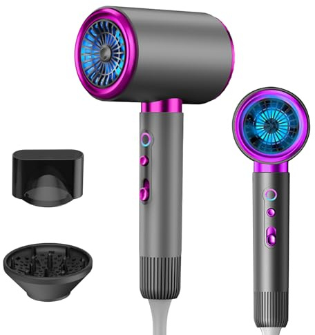 Oskuglin Haartrockner 2400W, AC-Motor, Ionen, 3/2 Stufen & Diffusor | Leicht klappbar mit Kaltluft, leise <55dB – ideal für Locken & glattes Styling, inkl. Konzentratordüse