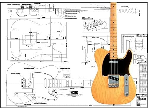 Aust Luthiers Supplies Plan of Telecaster E-Gitarre, Vollmaßstabsdruck