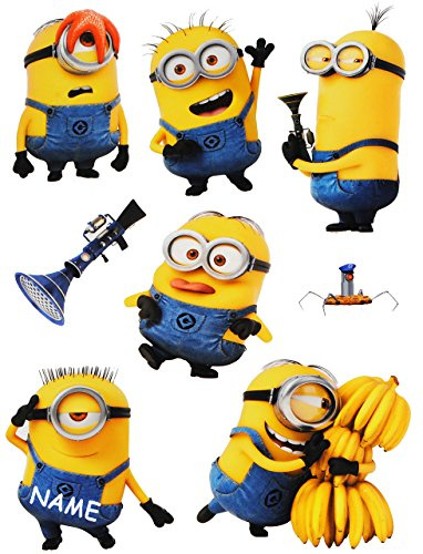 alles-meine.de GmbH 8 TLG. Set Fensterbilder - Minions - Ich einfach unverbesserlich - incl. Name - Sticker Fenstersticker Aufkleber - statisch haftend/selbstklebend + wi..