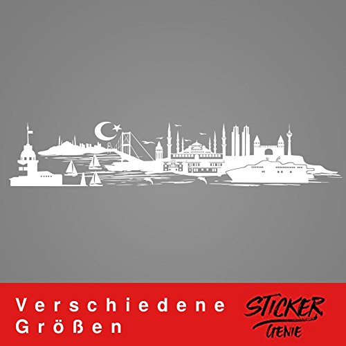 Istanbul Wandtattoo Aufkleber Auto Sticker Autosticker Autoaufkleber Türkei Türkiye (200cm (B) x 39cm (H) M, Weiss)