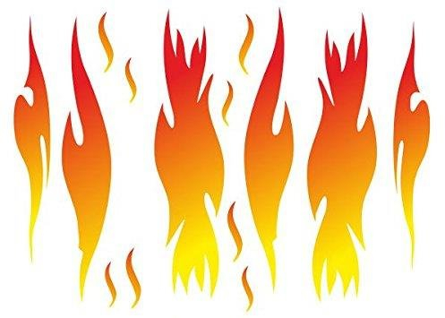 Flammen Feuer Aufkleber 14 Stück I Wetterfeste Sticker für Motorrad Roller Mofa Fahrrad Helm I UV-Beständig I kfz159