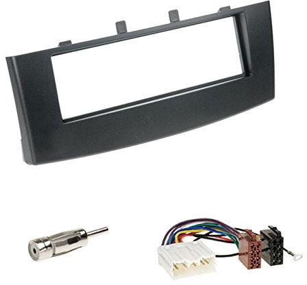 Einbauset : Autoradio 1-DIN Doppel-DIN Radioblende Radio Blende Halterung schwarz + ISO Radioanschlusskabel Radio KFZ Adapter + Antennenadapter für Mitsubishi Colt (Z30/Z30G/Z3B/Z3V) ab 11/2008