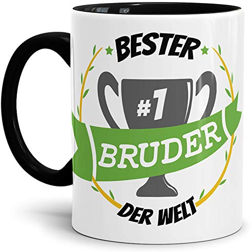 Kaffee-Tasse Bester Bruder Innen & Henkel Schwarz/Lustig/Fun/Mug/Cup/Geschenk/Beste Qualität - 25 Jahre Erfahrung