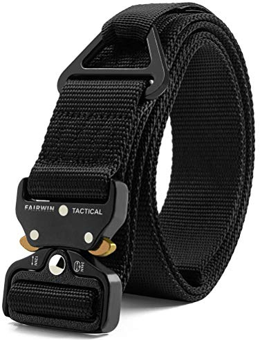 FAIRWIN Tactical Rigger Belt, 1.7 Inches Mens Nylon Webbing Utility Belt with V-Ring Heavy-Duty Quick-Release Buckle