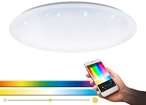 EGLO connect LED Deckenleuchte Totari-C, Smart Home Deckenlampe mit Sternenhimmel-Effekt, Material: Stahl, Kunststoff, Farbe: Weiß, dimmbar, Weißtöne und Farben einstellbar, Ø: 58 cm