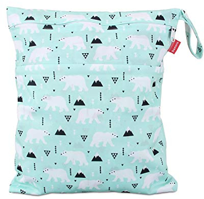 Damero wetbag nasstasche wiederverwendbar, windeltasche wetbag, Wetbag windelbeutel für Babys Windeln, schmutzige Kleidung und anderes Zubehör, (Mittel, Bär)