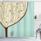 ABAKUHAUS Moderne Kunst Duschvorhang, Aqua Hand gezeichnet Baum, Stoffliches Gewebe Badezimmerdekorationsset mit Haken, 175 x 200 cm, Hellblau Braun