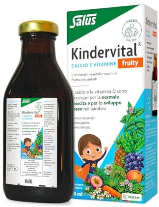 Salus Kindervital - Integratore Alimentare per il supporto alla crescita dei bambini con Calcio e Vitamine, gusto frutta - 250ml