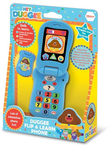 Hey Duggee Toys, Flip & Learn Toy Phone For Kids - Helps Child Development, Learning, Problem Solving, Communication, Hand-Eye Coordination and Motor Skills, 18+ Months, Blue