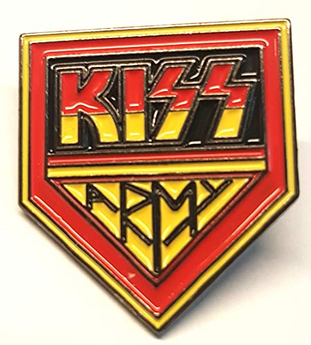 Mainly Metall Emaille Anstecknadel Metall Emaille Anstecker Kiss Army Hard Rock Gruppe Band Musik Rot & Gelb (25 mm)