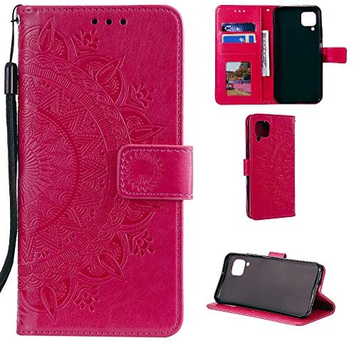 CoverKingz Klapphülle kompatibel mit Huawei P40 Lite - Schutzhülle mit Kartenfach zum aufklappen – Klapphandyhülle Case klappbar Motiv Mandala Pink