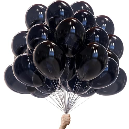 Schwarze luftballons - 100% Reiner NATURLATEX - Premium Qualität - Latex Party Ballons - Metallic Ballons - Geburtstag Dekoration - Bunte Luftballons 50