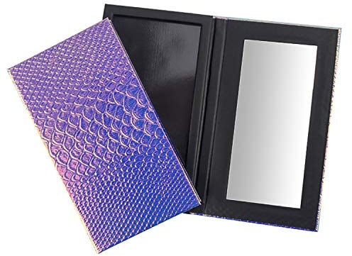 Magnetic Makeup Palette with Mirror, Empty Eyeshadow Makeup Box Magnetic Cosmetics Palette Fish Scale DIY Storage Tray Box Holder
