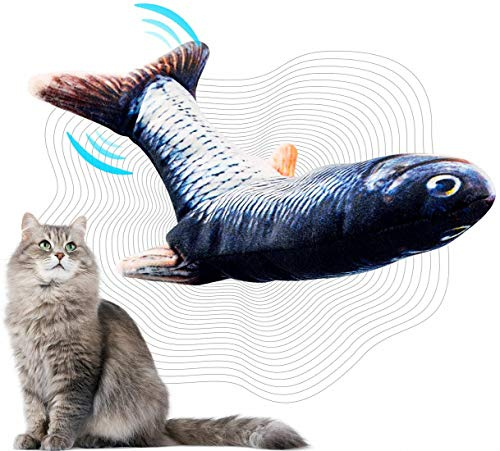 Elektrisches Floppen Bewegender Fisch Katzenspielzeug Realistisches Floppen Wackeln Fisch Katzenminze Spielzeug Lustige interaktive Haustiere Kauen Biss Kick Zubehör für Cat Kitten Kitty