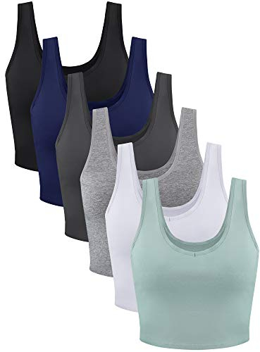 Geyoga 6 Stück Damen Basic Crop Tank Tops Ärmelloses Kurz Sport Crop Top (Entzückender Stil, S)