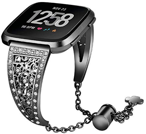AISPORTS Compatible con Fitbit Versa 2 Correa de Cuero para Mujeres y Hombres, Elegante Deportiva de Pulsera Transpirable Correa de Repuesto para Reloj Inteligente Fitbit Versa 2/Versa/Versa Lite