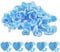 100Pcs Eyelash Glue Holder, Disposable Glue Rings Plastic Glue Rings Blue Lashes Glue Ring Cup Heart-Shaped Lash Glue Rings Volume for Eyelash Extensions…