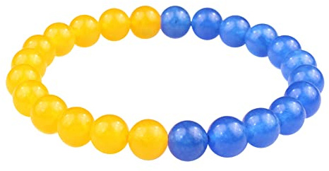 Asudaro Ukraine Flagge Armband Bracelets, Ukraine Armband Ukraine-Armbänder Gelb-blaues Armban Stretch Kristall Perlen Armband Verstellbares Handgefertigtes Geflochtenes Armband für Männer Frauen,#3