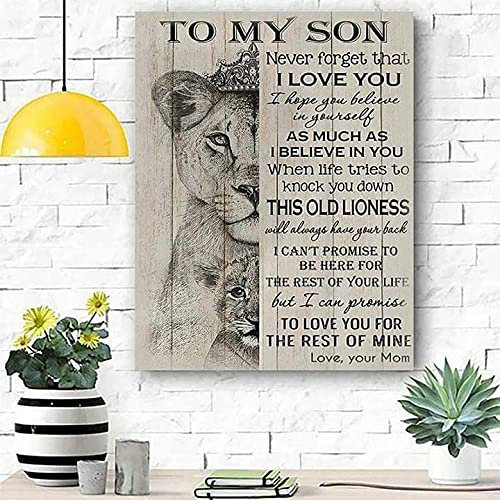 Krouterebs Metall-Blechschild mit Aufschrift New Lion Mom to Son I Can Promise to Love You For The Rest of Mine, rustikal, geeignet für Zuhause und Küche, Bar, Männerhöhle, Café, Garage,