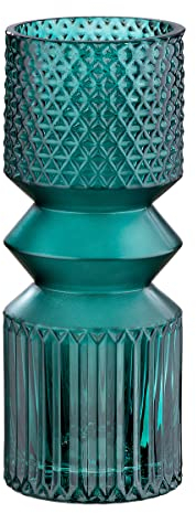 GILDE Vase en Verre Vase décoratif - Vase à Fleurs en Verre - Couleur: Vert émeraude - Hauteur 30 cm