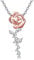 VONALA Rose Necklace 925 Sterling Silver Rose Flower Pendant Necklaces Valentine's Day Birthday Jewellery Gifts for Women Girls