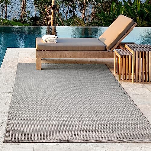 the carpet Toulouse - In- und Outdoor Teppich für Wohnzimmer und Küche - Pflegeleicht, Wasserabweisend, Robust und Strapazierfähig, Grau, 160 x 220 cm