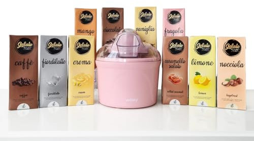 Gelato 4ever – Gelatière MYA60 avec 10 briques de crème glacée inclus, machine à crème glacée 1 L avec écran LCD, 10 saveurs assorties – Prêt en 30-40 minutes, pack de démarrage pour glaces naturelles