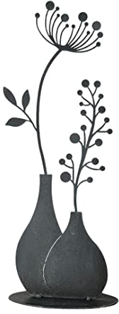 Terma Stahldesign Figur Blume in Vase grau 50 cm Pusteblume Gartendeko für draußen und drinnen Gartendeko Frühling Rost Metall, rost außen