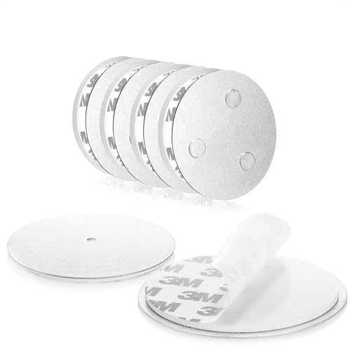 COM-FOUR® 5X Support magnétique pour détecteurs de sécurité - Support à Coller ou à percer - Fixation avec pastilles adhésives Extra Fortes pour détecteurs de fumée (05 pièces - Couleur Argent)