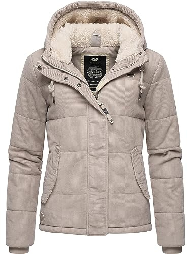 Ragwear Damen Cordjacke Winterjacke aus Kord mit kuscheligem Innenfutter und Kapuze Wuggys XS-XXL