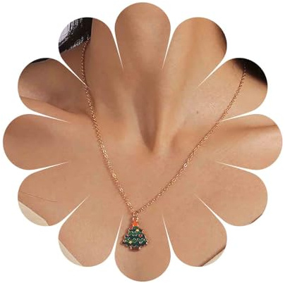 Cimenexe Vintage Emaille Weihnachtsbaum Halsband Halskette Grün Weihnachtsbaum Anhänger Halskette Retro Weihnachtskragen Halskette Weihnachten Halskette Weihnachten Halskette Schmuck Für Frauen