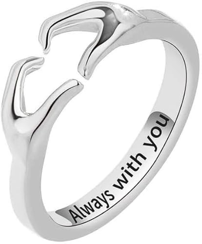 BKEPDY Herzform Offener Ring Silberschmuck Handgeste Symbolring Jugendschmuck Verstellbarer Fingerring Ewigkeitssymbol Zarter Damenring