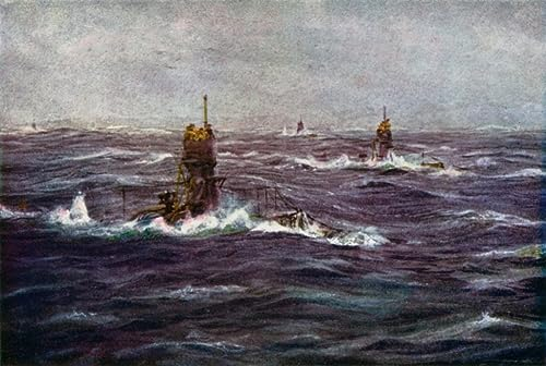 AgaaTi Deko Kunstdrucke Wandbild Leinwandbild U-boote Im Von William Lionel Wyllie für Heimtextilien 60x90cm