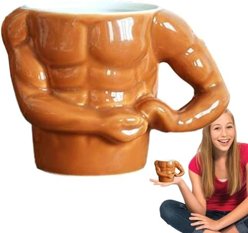 Lustiger Becher Novel Tassen Kaffeebecher Kaffee Tasse Geschenk Männer Kreative Persönlichkeit, Muskeldesign, Ideal für Fitnessfans, Hochwertige Keramik, 350ml, Langlebig & Robust