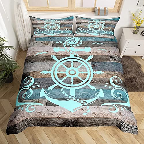 BJCJGGL Bettwäsche 200x220 Grauer Anker Bettwäsche-Set mit Reißverschluss Schließung und 2 Kopfkissenbezug 80x80 cm - Weiche Angenehme Mikrofaser Bettbezug für Erwachsene Kinder