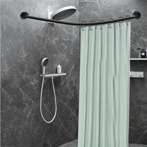 Duschvorhangstange für Badezimmer, verstellbar, Edelstahl, L-Form, perfekt für Eckduschen, Badewannen, ohne Bohren, Installationsmöglichkeit verfügbar