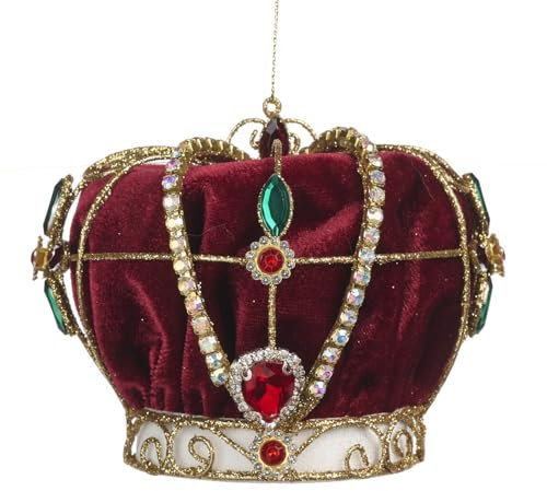 GOODWILL Weihnachtsanhänger Rote Samtkrone mit Glitzersteinen 11,5 cm