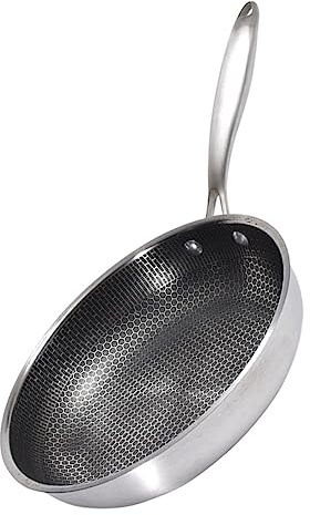 PRETYZOOM Honeycomb 30cm Non-Stick Frying Pan Stainless Steel Egg Frying Pan for Kitchen Cookware and Outdoor Cooking