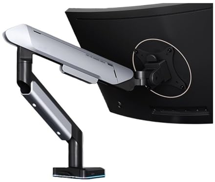 Monitor Halterung Monitor-Montagearm for einen einzelnen Monitor, unterstützt 17-42 Zoll Bildschirme und 33 lbs, einstellbare Gasfederhalterung mit 31 RGB-Beleuchtungsmodi und USB-Anschluss, C-Klemme