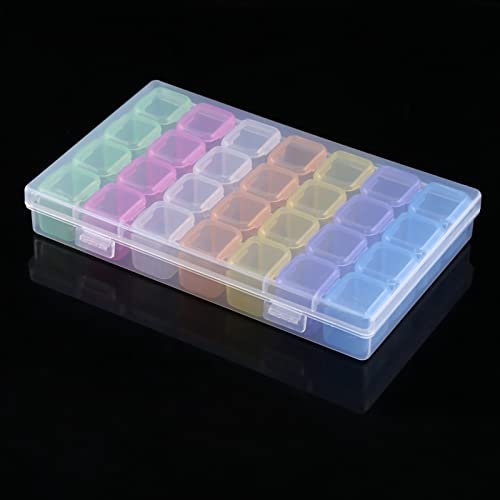 Tixiyu Plastic 28 Grids Empty Storage Box Nail Art Rhinestone Jewelry Beads Display Case Organize