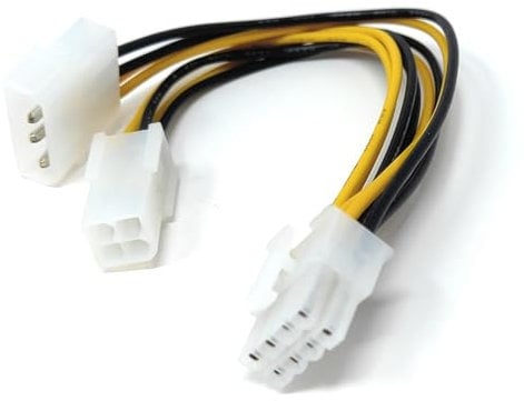 15cm 4 Pin ATX & 4 Pin LP4 Molex to 8 Pin EPS, CPU Power Cable Adapter 0.5ft