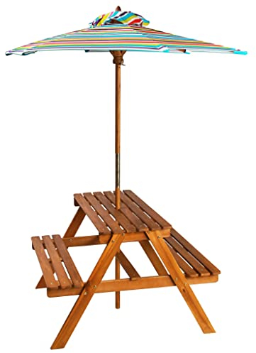 HETFTJN Petite table de camping, table d'appoint, table de pique-nique, parasol, 79 x 90 x 60 cm, en bois massif d'acacia pour jardin, terrasse, extérieur, cour intérieure