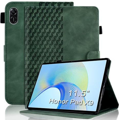 Vkooer Case for Honor Pad X9 11.5 2023 /X8 Pro 11.5 2023 Premium PU Leather Folio Cover with Multi Angle Viewing Stand and Card Slots Smart Shell for Honor Pad X9 Tablet, Dark green