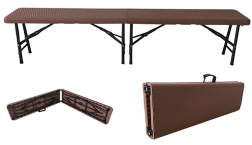 Tragbare Klappbank aus Rattan-Kunststoff mit Tragegriff für Picknick, Party, Camping, Garten, Fußball, Esszimmersitz