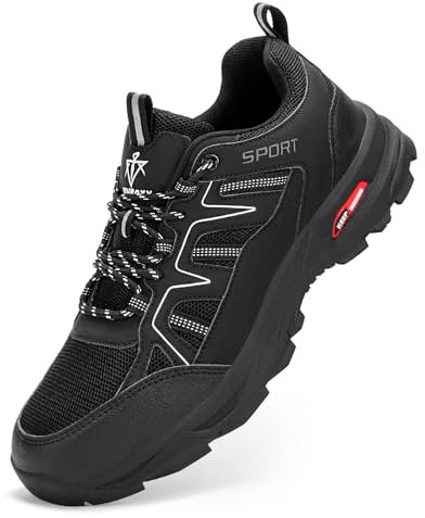 VENROXX Wanderschuhe Herren Atmungsaktiv Trekkingschuhe Leicht & rutschfeste Trailrunning-Schuhe Outdoor Sportschuhe, Schwarz, 46